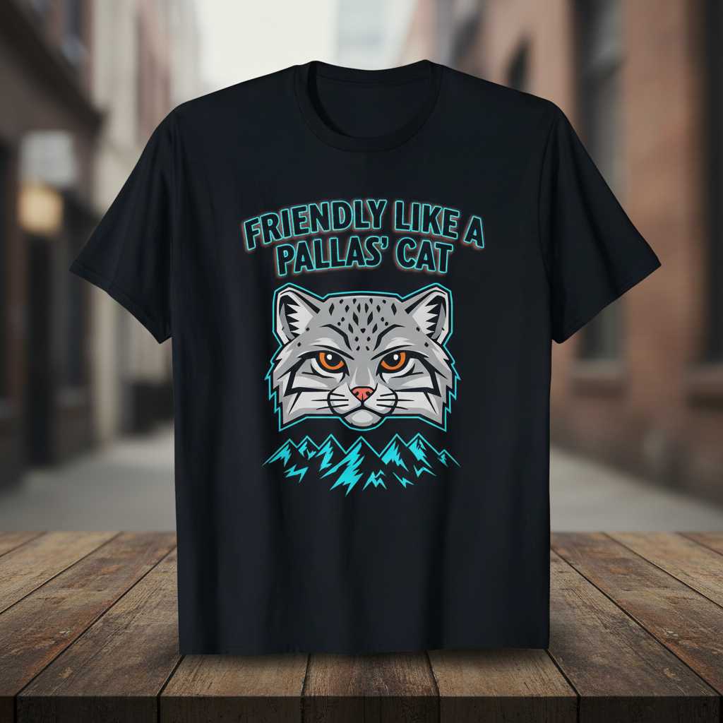 Friendly Like A Pallas Cat Graphic T-Shirt, Funny Manul Animal Tee Idea