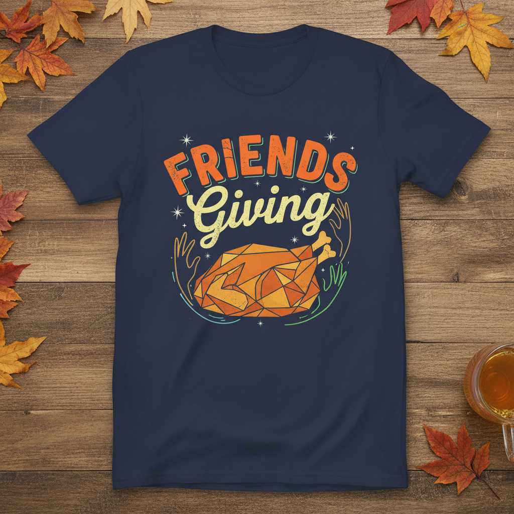 Friends Giving Retro Turkey T-Shirt, Funny Graphic Thanksgiving Tee Outfit