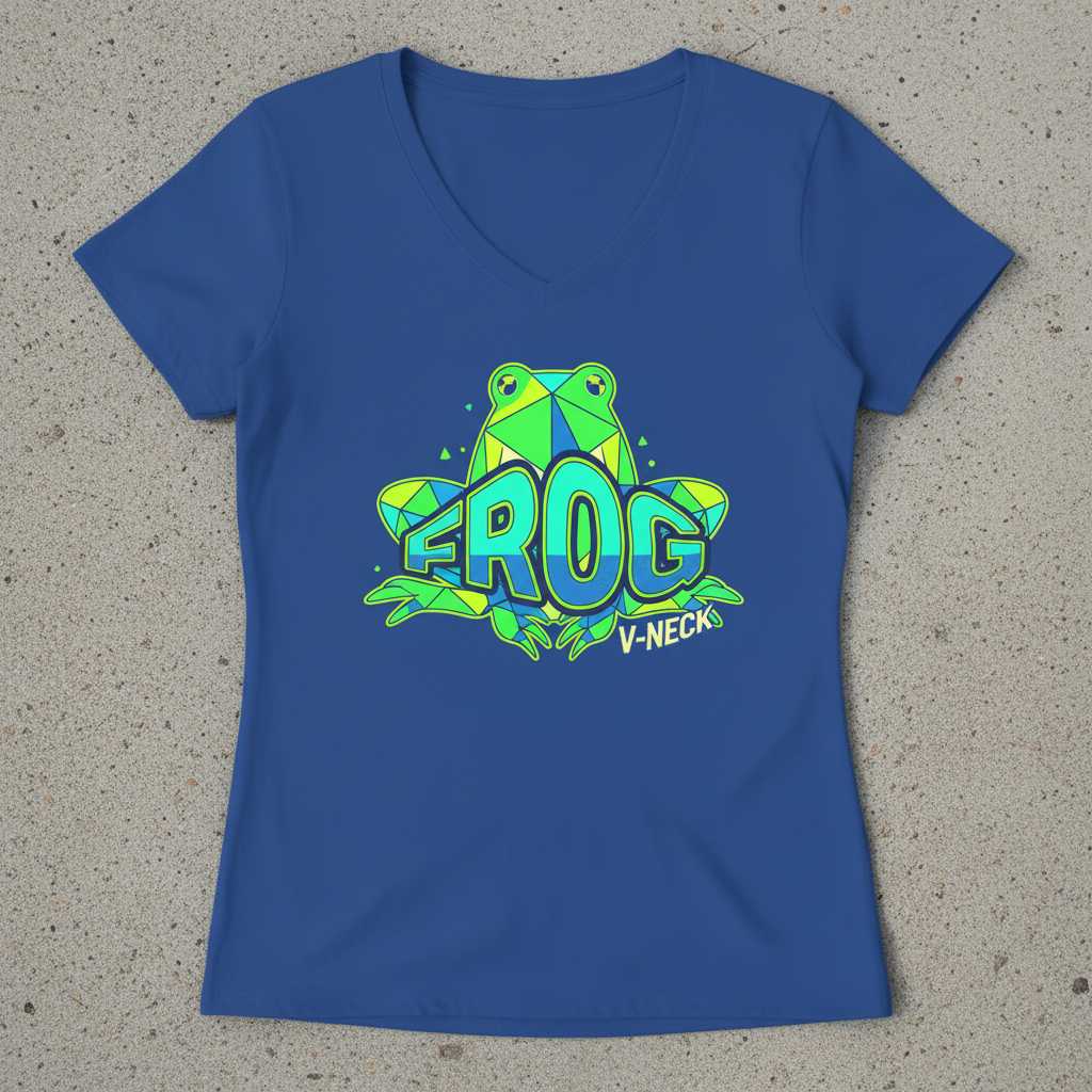 Frog V-Neck Geometric Graphic T-Shirt, Novelty Animal Tee Costume Gear Idea