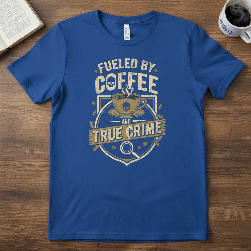 Fueled By Coffee And True Crime Vintage T-Shirt, Funny Graphic Unisex Tee