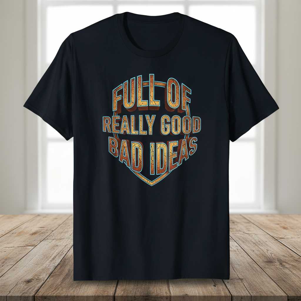 Full Of Really Good Bad Ideas Retro Distressed T-Shirt, Funny Novelty Tee Idea
