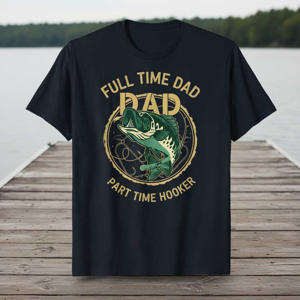 Full Time Dad Part Time Hooker Vintage Fishing T-Shirt, Funny Tee Gift Idea