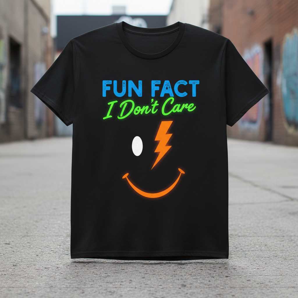Fun Fact I Dont Care Sarcastic Smiley Face T-Shirt, Funny Graphic Tee Idea