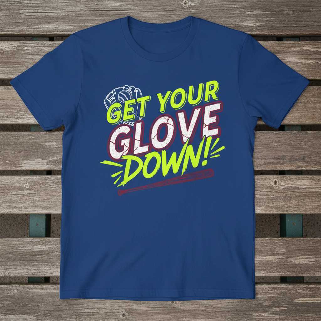 Get Your Glove Down! Distressed Baseball Coach T-Shirt, Funny Training Tee Gear