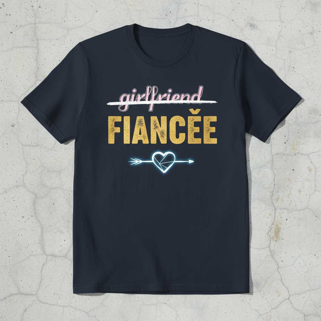 Girlfriend Fiancée Distressed Graphic T-Shirt, Funny Engagement Tee Gift Idea