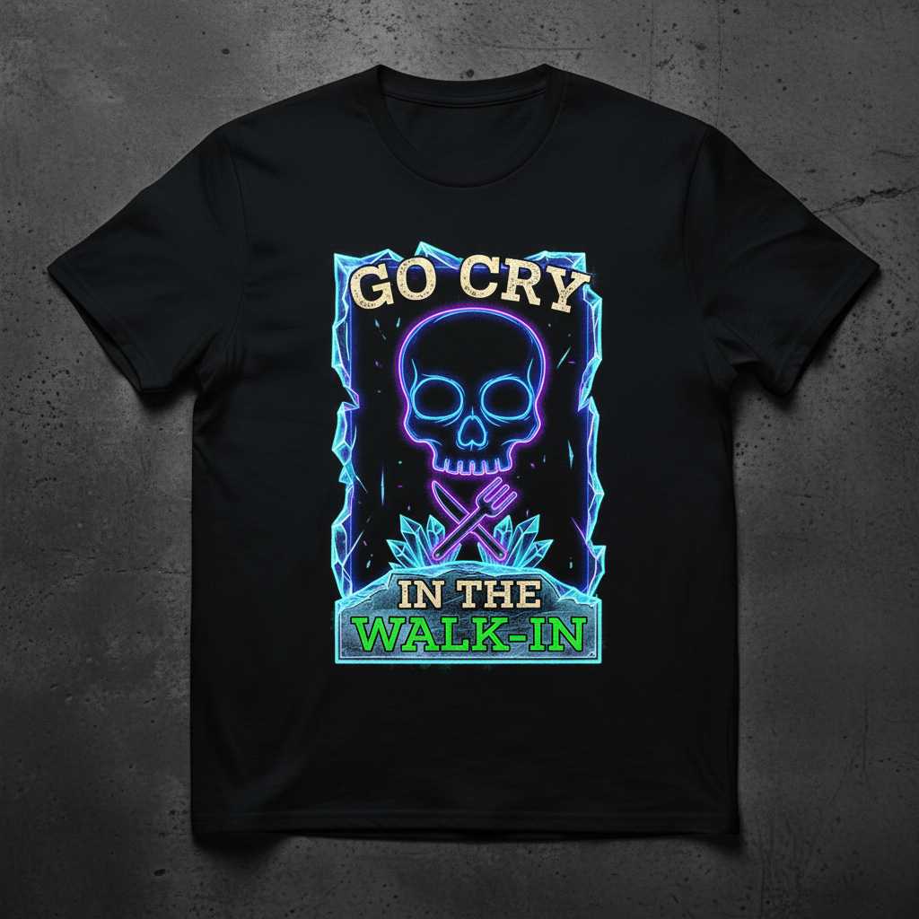 Go Cry In The Walk-In Distressed Graphic T-Shirt, Funny Unisex Chef Tee Gear