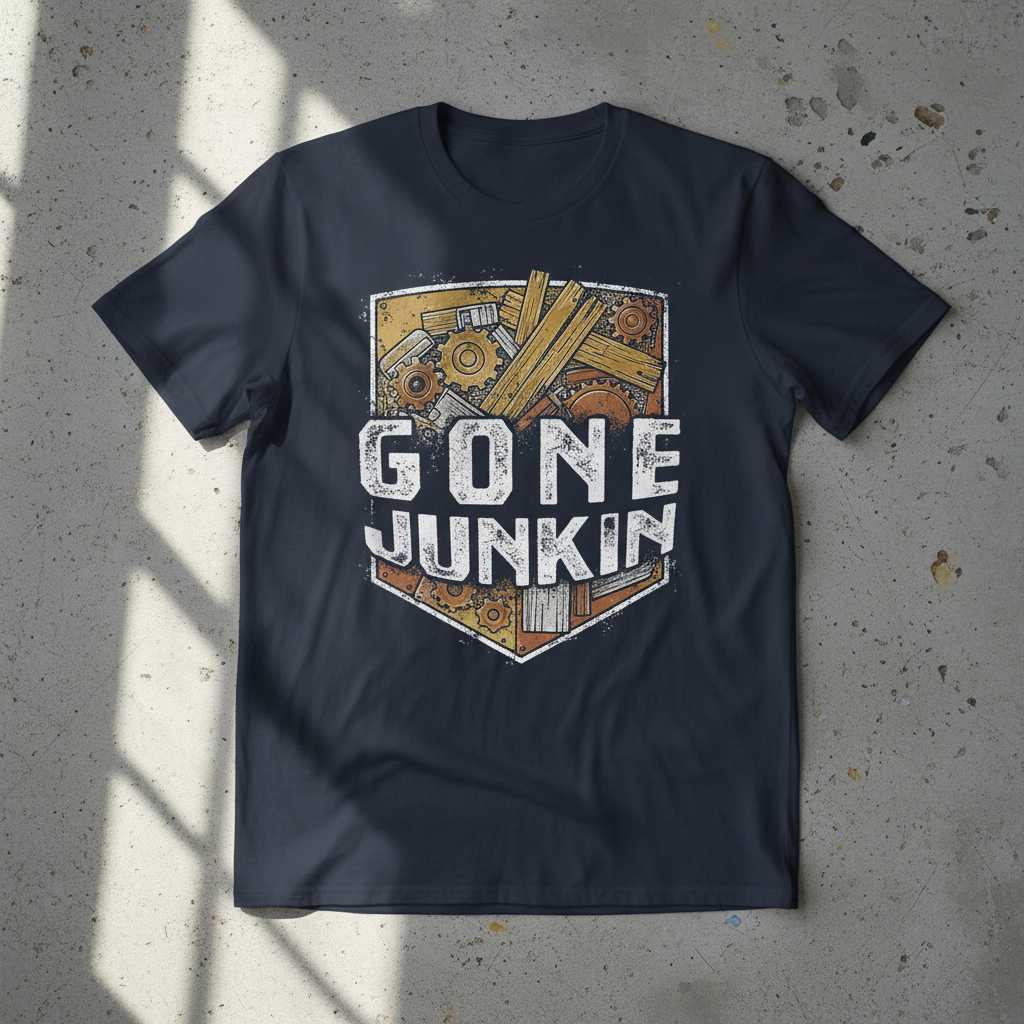 Gone Junkin Vintage Distressed T-Shirt, Graphic Antique Junking Tee Idea