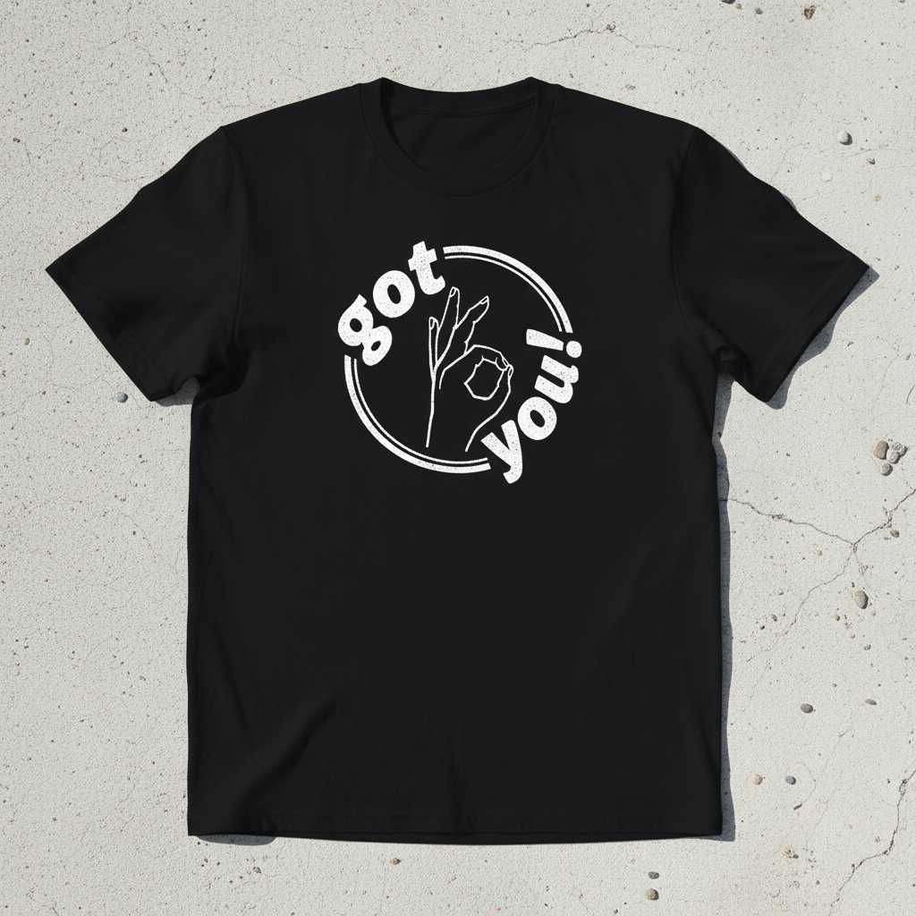 Got You! Distressed Finger Circle Hand Game T-Shirt, Funny Novelty Tee