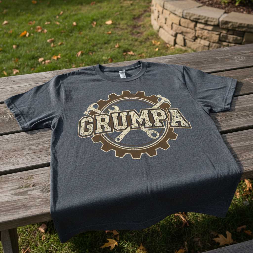 Grumpa Vintage Distressed T-Shirt, Novelty Grandpa Graphic Tee Gift Idea