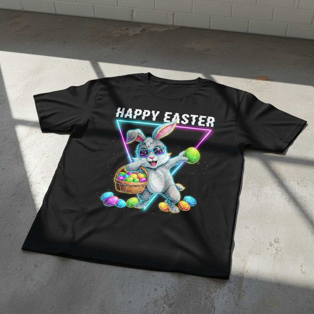 Happy Easter Dabbing Bunny Retro T-Shirt, Novelty Graphic Tee Outfit Idea