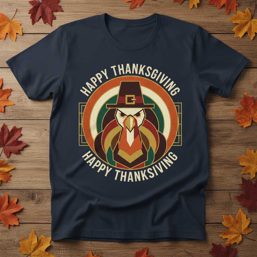 Happy Thanksgiving Retro T-Shirt, Funny Turkey Graphic Tee Novelty Outfit