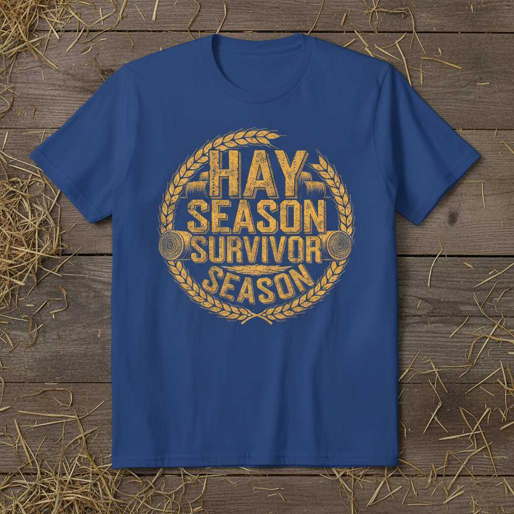 Hay Season Survivor Season Distressed T-Shirt, Funny Farming Novelty Tee Idea