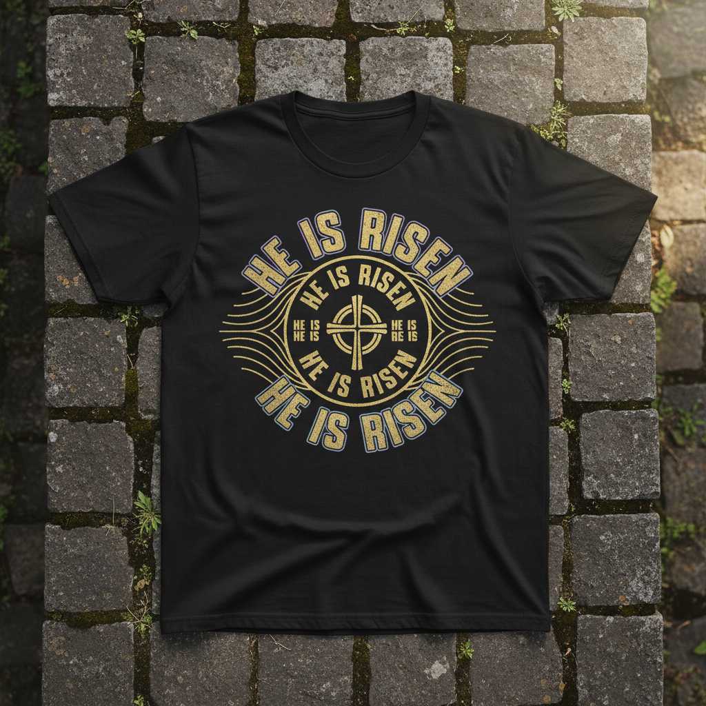 He Is Risen Vintage Christian T-Shirt, Graphic Easter Tee Novelty Merch