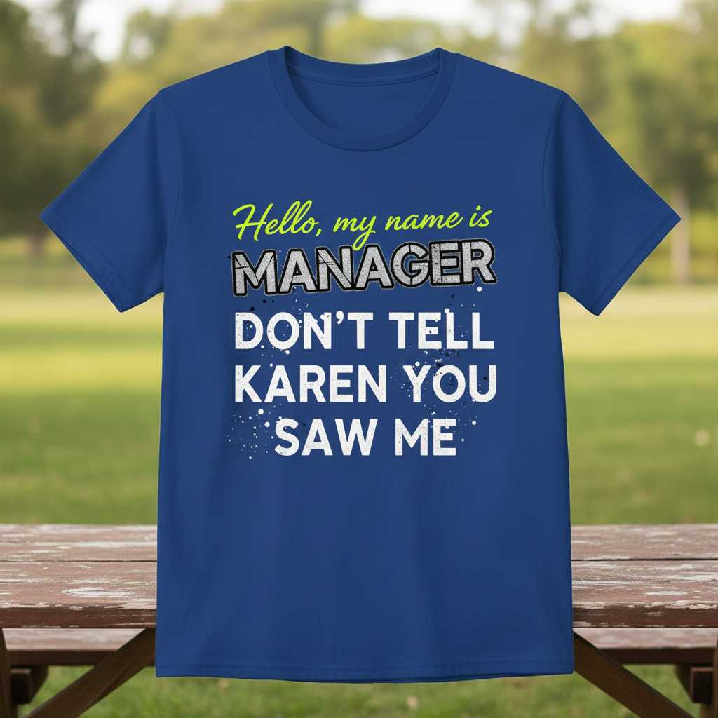 Hello My Name Is Manager Dont Tell Karen You Saw Me Distressed T-Shirt, Funny Tee Top