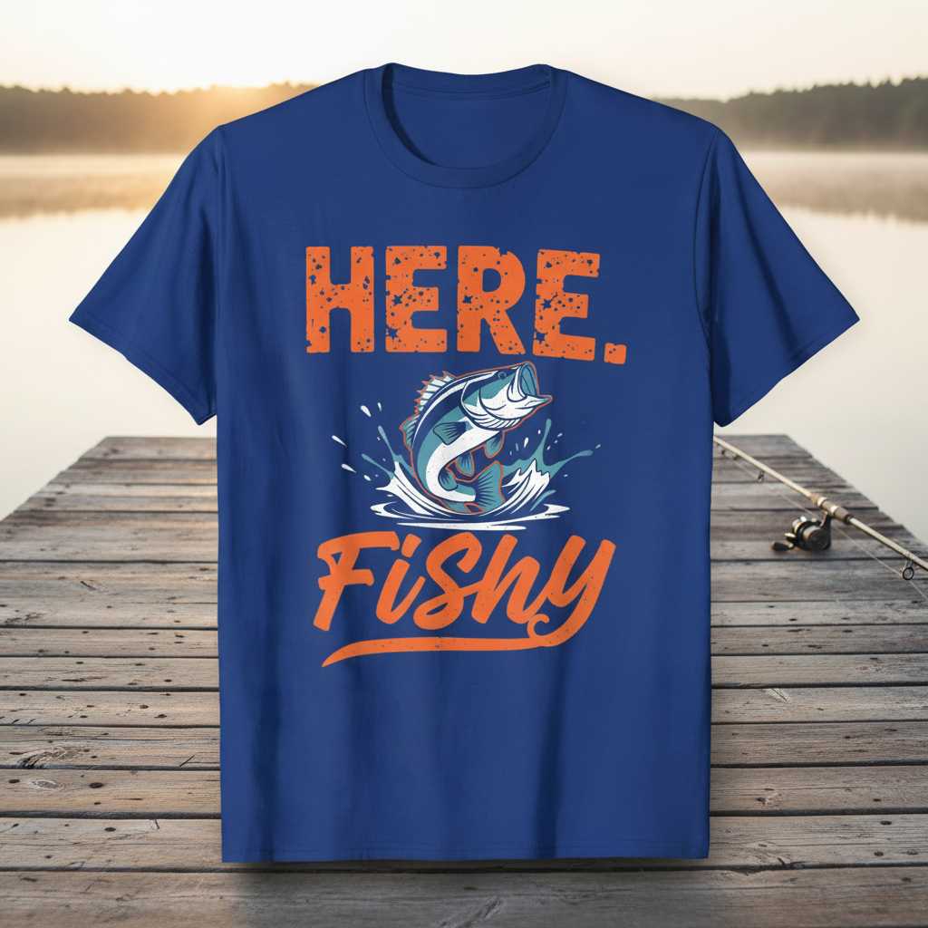 Here. Fishy Distressed Bass Fishing T-Shirt, Funny Graphic Tee Gear Idea