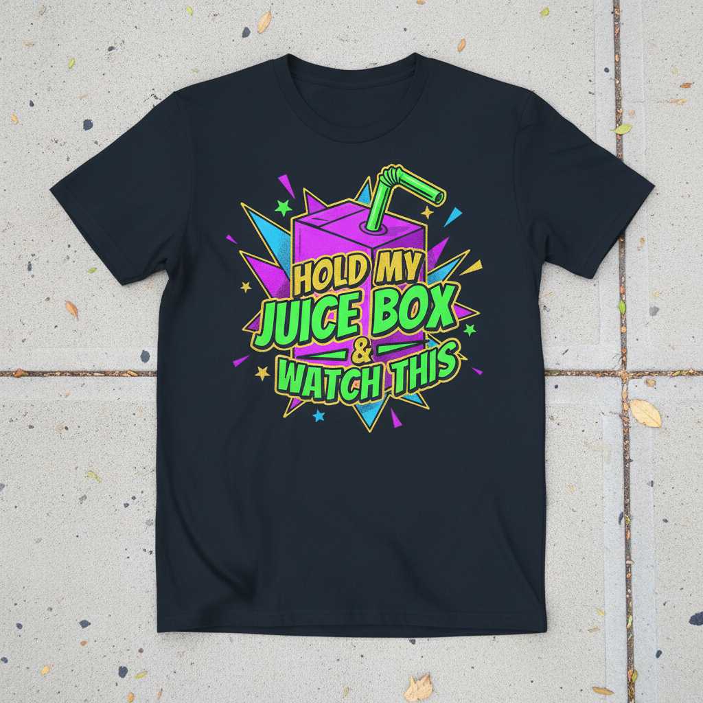 Hold My Juice Box & Watch This Retro 90s Graphic T-Shirt, Funny Tee Gear