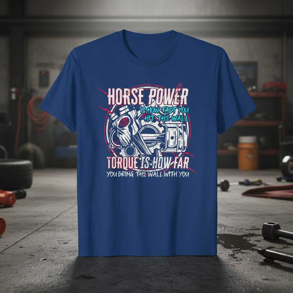 Horse Power Is How Fast You Hit The Wall Torque Is How Far You Bring The Wall With You Distressed T-Shirt, Novelty Diesel Tee Gear