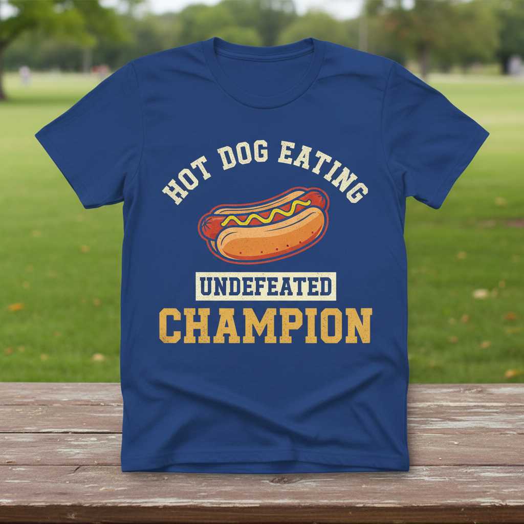 Hot Dog Eating Undefeated Champion Vintage T-Shirt, Funny Graphic Tee Idea