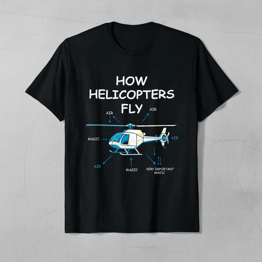 How Helicopters Fly Magic T-Shirt, Funny Aviation Graphic Tee Souvenir