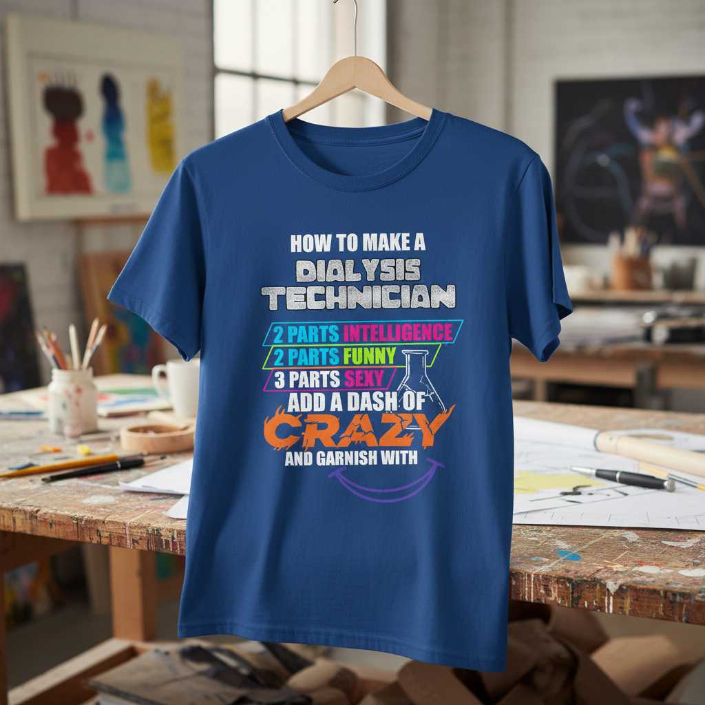 How To Make A Dialysis Technician 2 Parts Intelligence 2 Parts Funny 3 Parts Sexy Add A Dash Of Crazy And Garnish With Distressed T-Shirt Graphic Tee