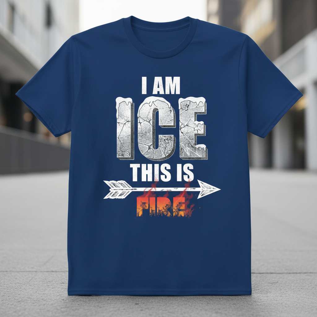 I Am Ice This Is Fire Distressed T-Shirt, Graphic Tee Halloween Costume