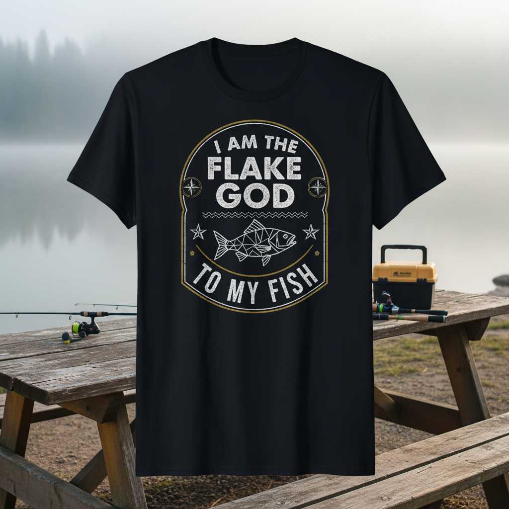 I Am The Flake God To My Fish Distressed T-Shirt Funny Graphic Tee Merch