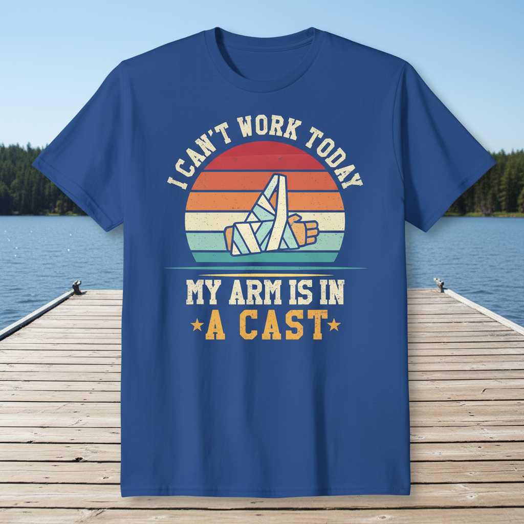 I Cant Work Today My Arm Is In A Cast Retro T-Shirt, Funny Fisherman Tee Idea