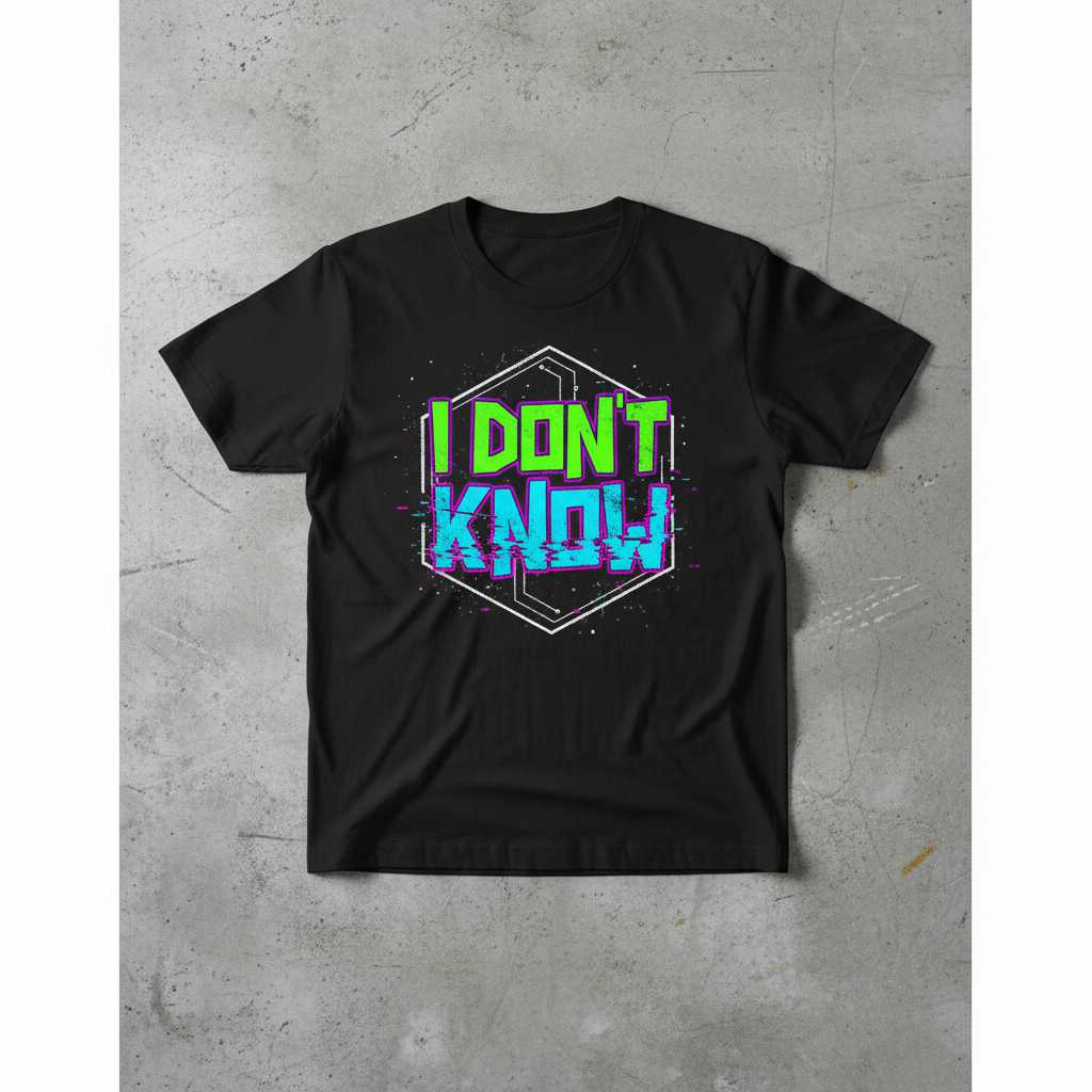 I Dont Know Glitch Graphic T-Shirt, Funny Sarcastic Teenager Novelty Tee Wear