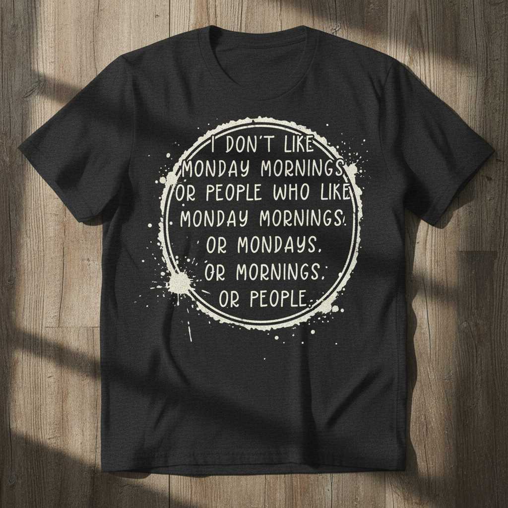 I Dont Like Monday Mornings Or People Who Like Monday Mornings Or Mondays Or Mornings Or People Distressed T-Shirt Funny Tee