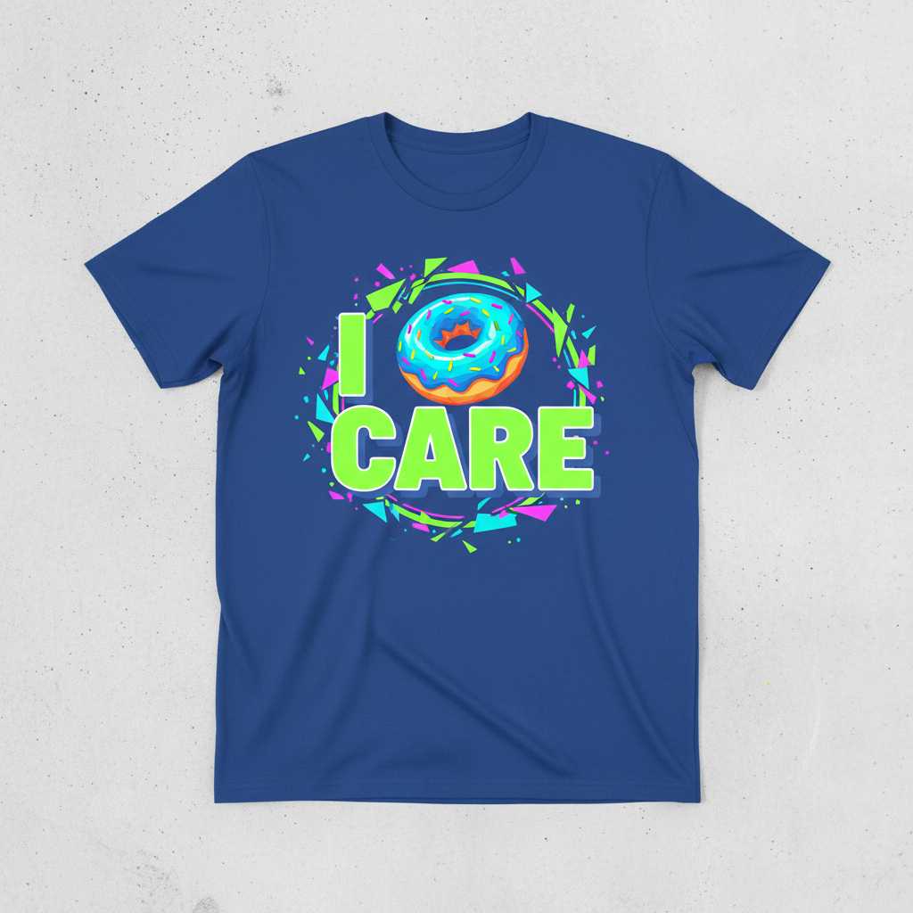 I Donut Care Funny Pun Graphic T-Shirt, Cute Unisex Novelty Tee Present Idea