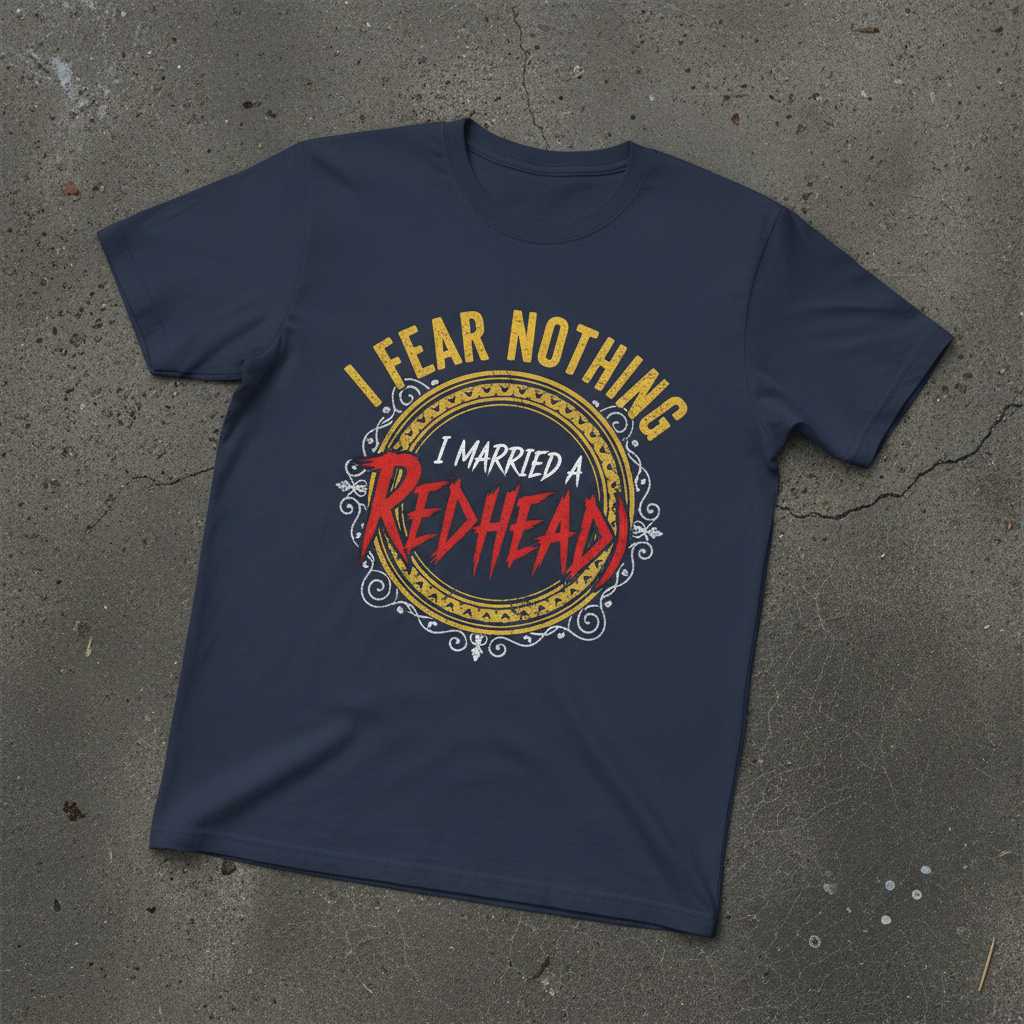 I Fear Nothing I Married A Redhead Distressed T-Shirt, Funny Novelty Tee Idea
