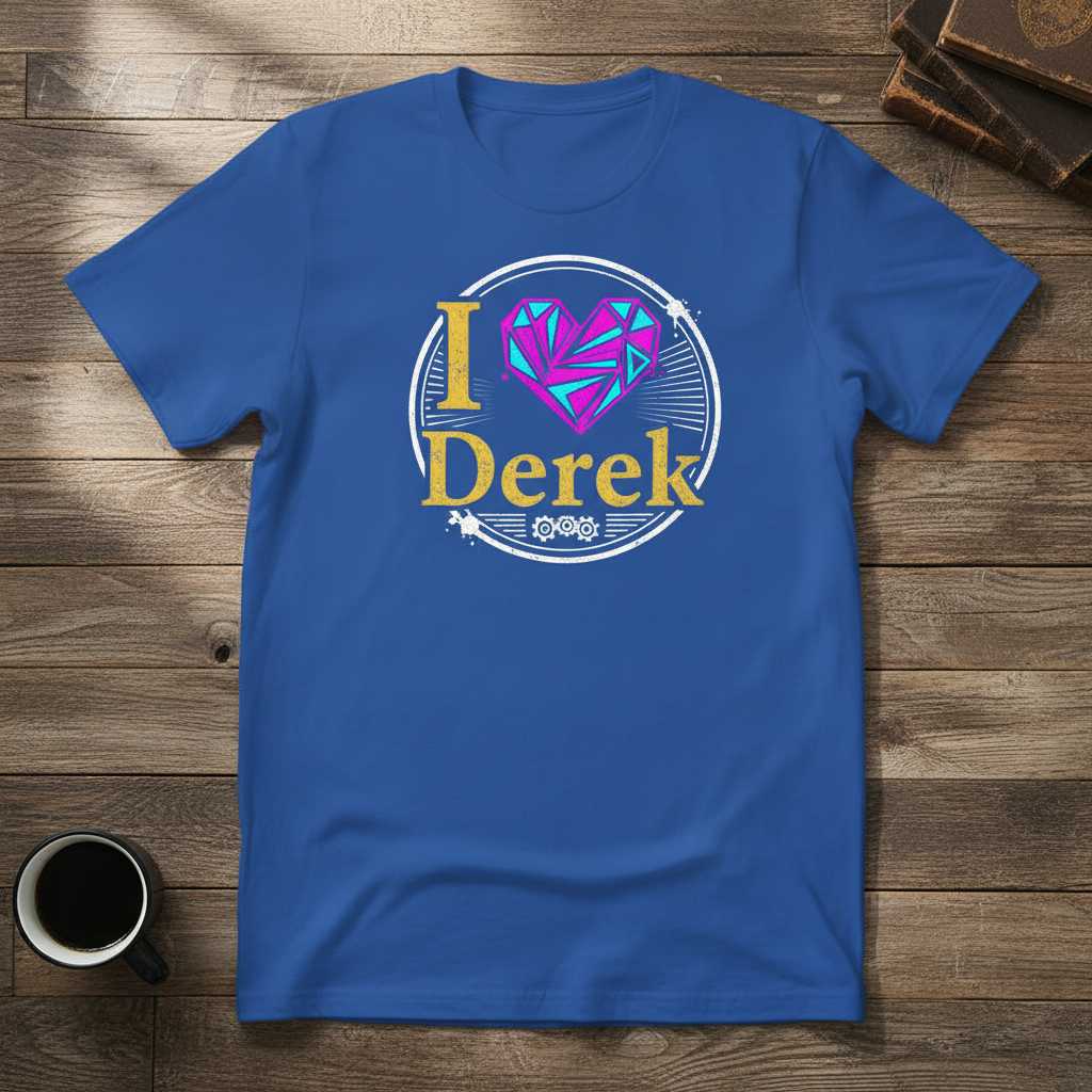 I Heart Derek Retro Distressed Graphic T-Shirt Novelty Unisex Tee Idea