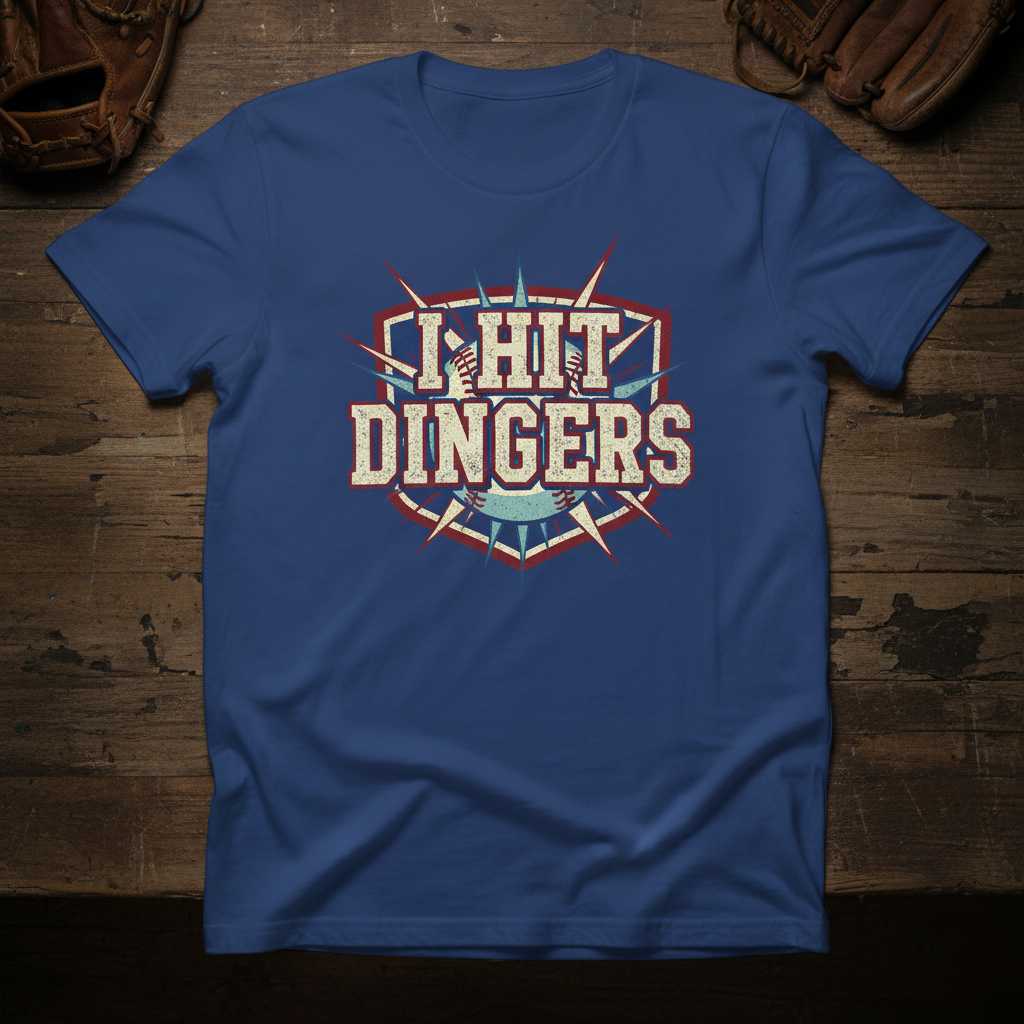I Hit Dingers Vintage Distressed T-Shirt, Funny Baseball Tee Graphic Gear