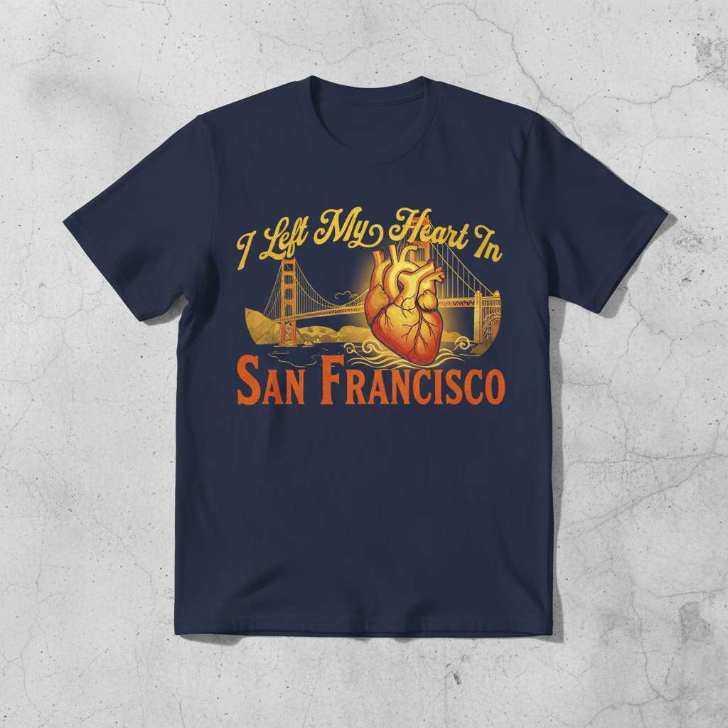 I Left My Heart In San Francisco Vintage T-Shirt Graphic Tee Souvenir