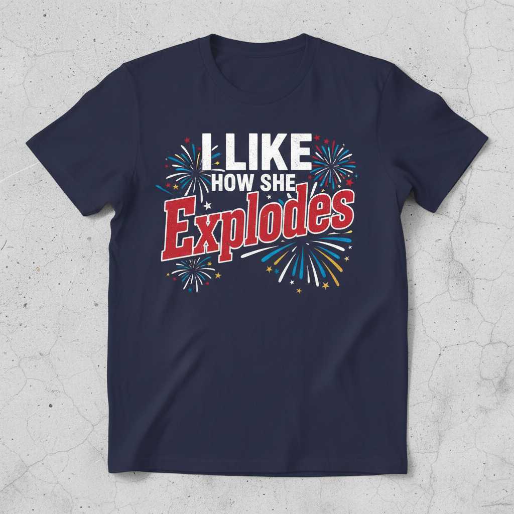 I Like How She Explodes 4th Of July Graphic T-Shirt, Funny Novelty Tee
