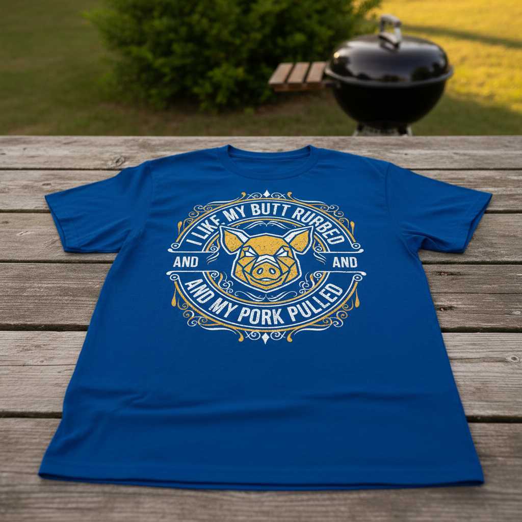 I Like My Butt Rubbed And My Pork Pulled Vintage Distressed T-Shirt, Funny BBQ Tee