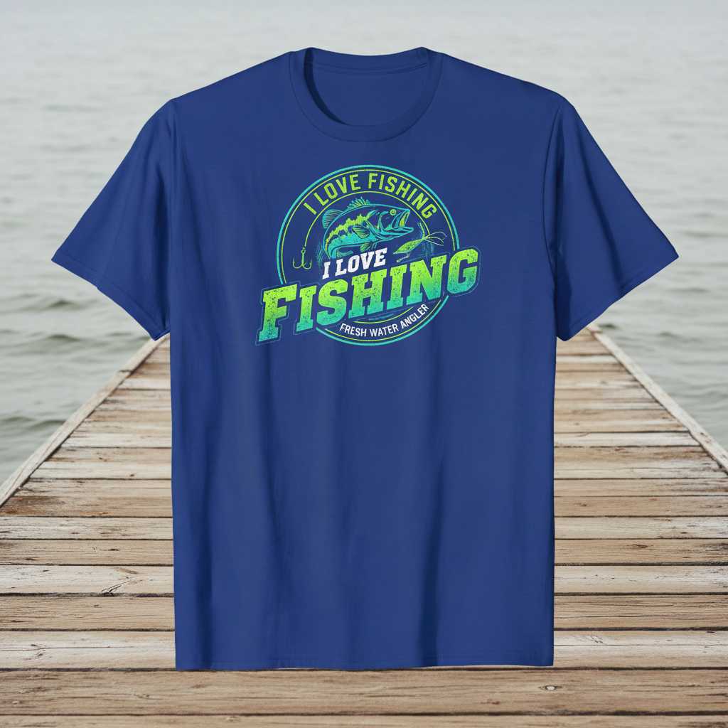 I Love Fishing Fresh Water Angler Vintage T-Shirt, Graphic Tee Gear Idea
