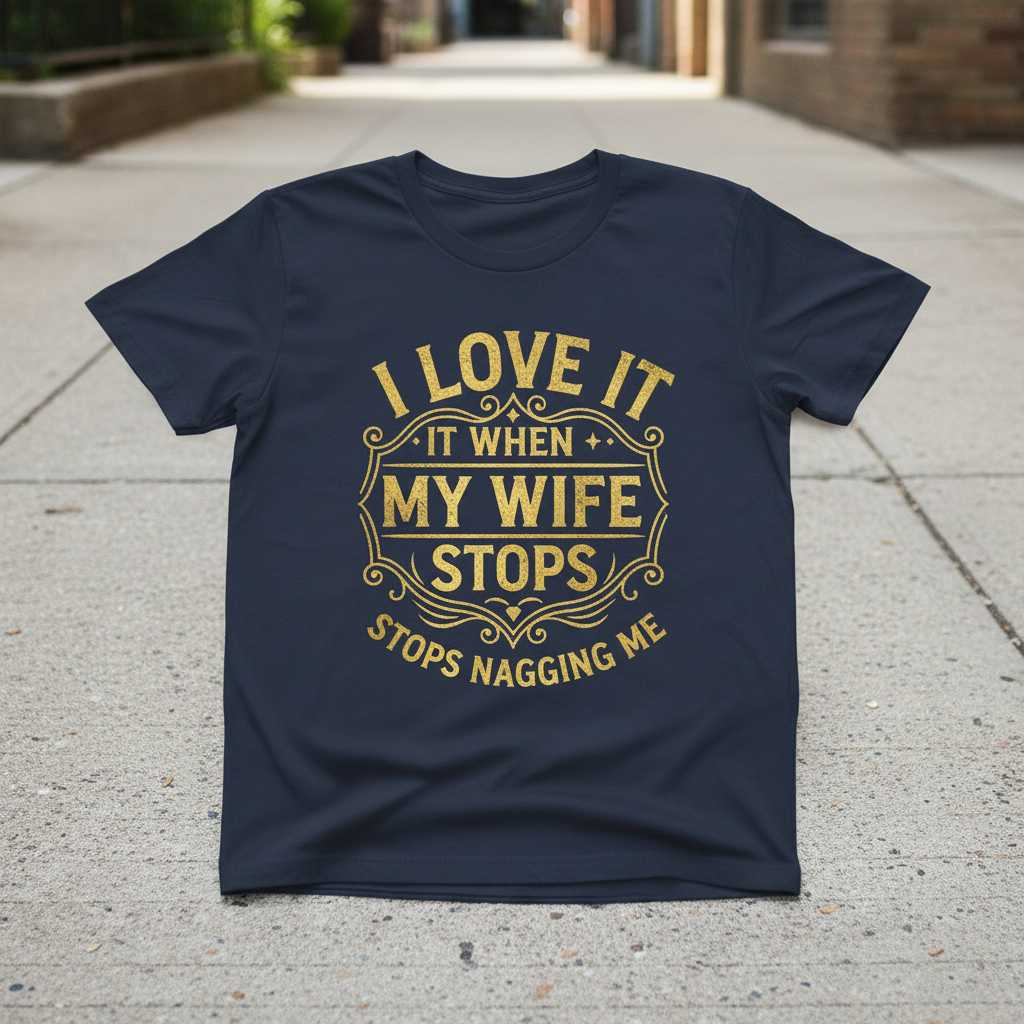 I Love It It When My Wife Stops Stops Nagging Me Vintage Funny T-Shirt Tee Idea