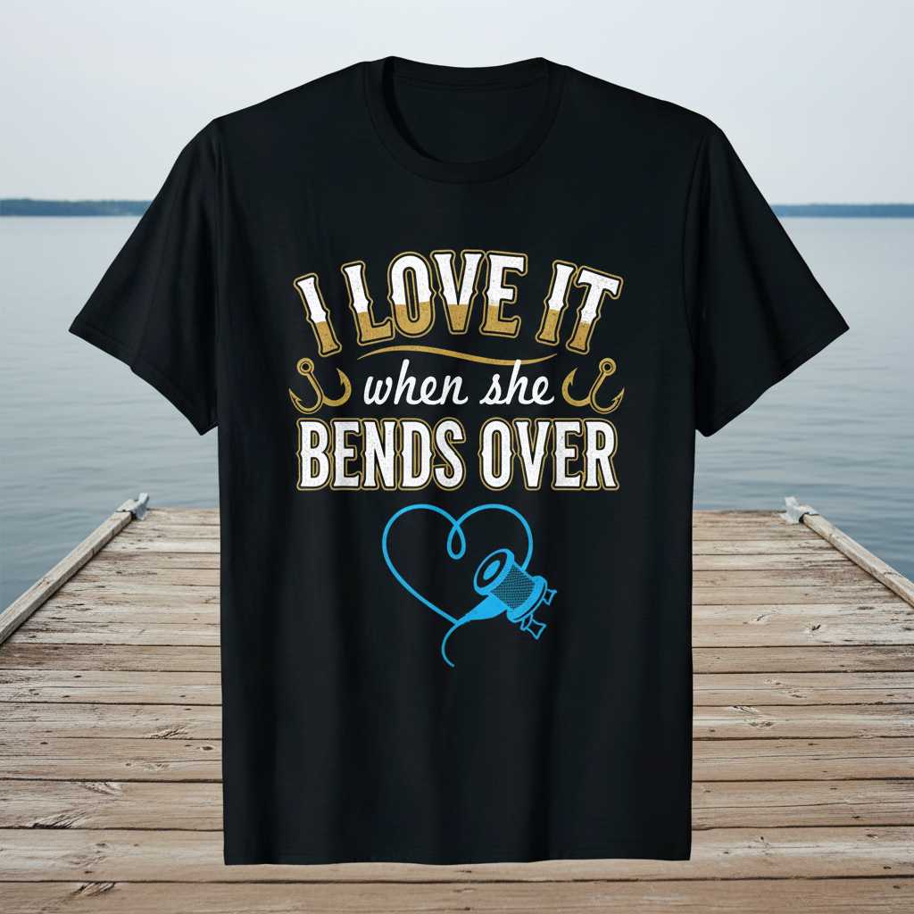 I Love It When She Bends Over Vintage T-Shirt, Funny Fishing Tee Outfit