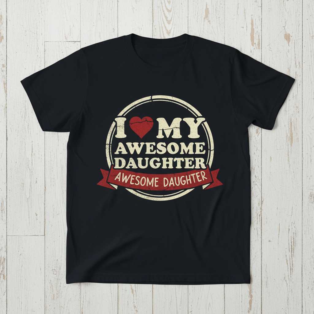 I Love My Awesome Daughter Vintage Distressed T-Shirt, Graphic Tee Idea