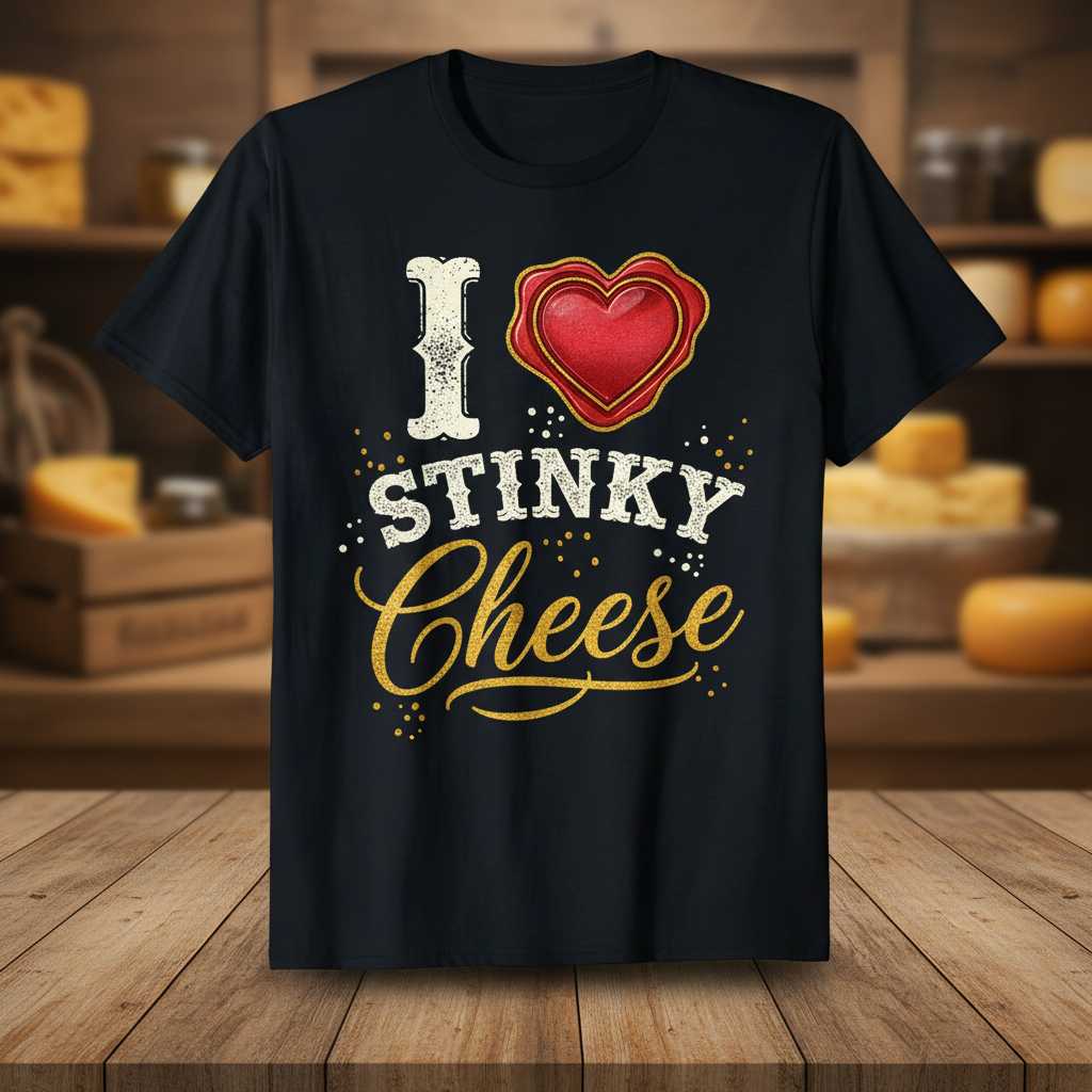 I Love Stinky Cheese Vintage Distressed T-Shirt, Funny Novelty Tee Idea