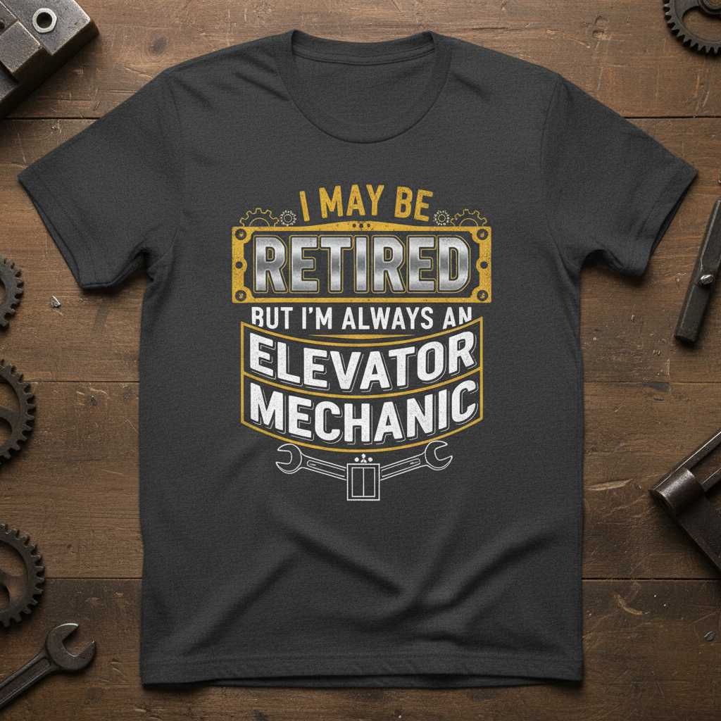 I May Be Retired But Im Always An Elevator Mechanic Distressed T-Shirt, Tee Idea