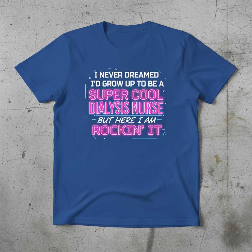 I Never Dreamed Id Grow Up To Be A Super Cool Dialysis Nurse But Here I Am Rockin It Graphic T-Shirt Novelty Tee