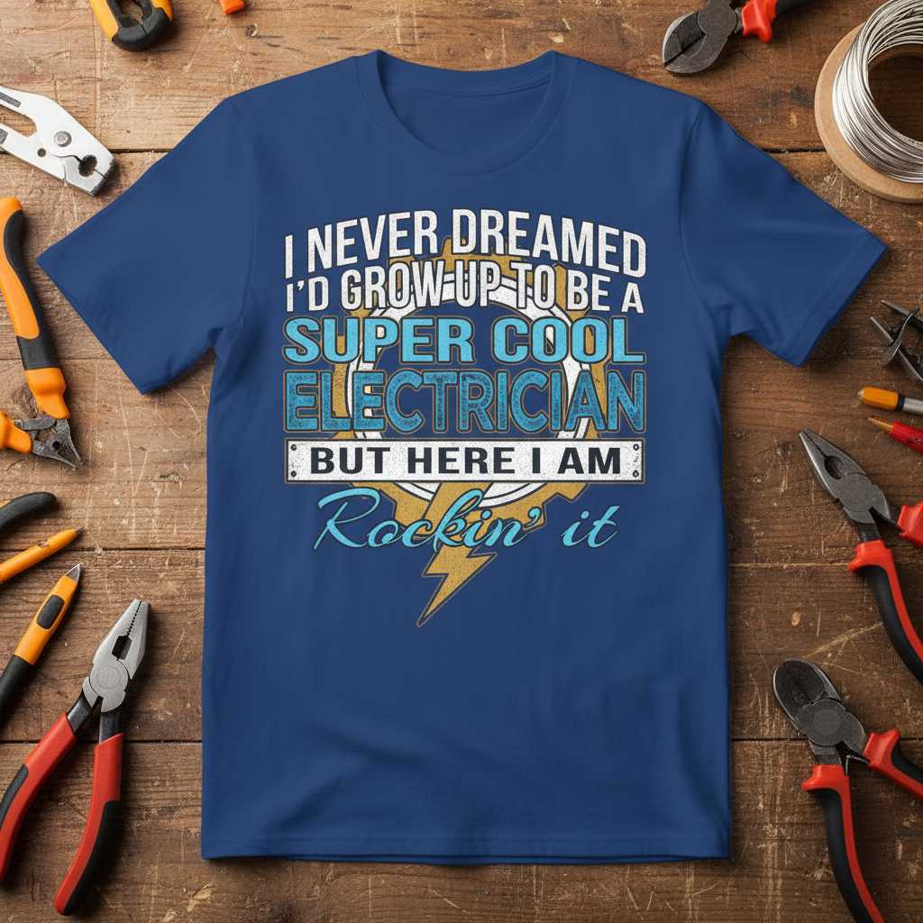 I Never Dreamed Id Grow Up To Be A Super Cool Electrician But Here I Am Rockin It Vintage T-Shirt, Funny Tee Gear
