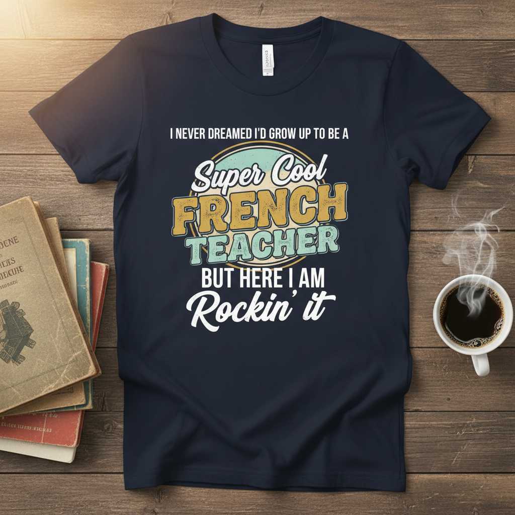 I Never Dreamed Id Grow Up To Be A Super Cool French Teacher But Here I Am Rockin It Retro T-Shirt Funny Tee Idea
