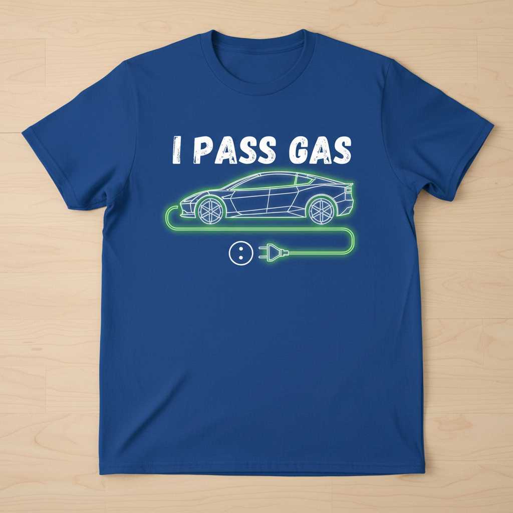 I Pass Gas Distressed Electric Vehicle T-Shirt, Funny Novelty EV Tee Idea