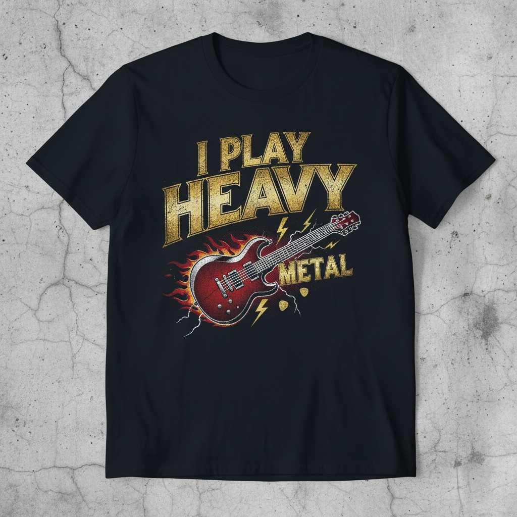 I Play Heavy Metal Distressed Vintage T-Shirt, Rock Electric Guitar Graphic Tee