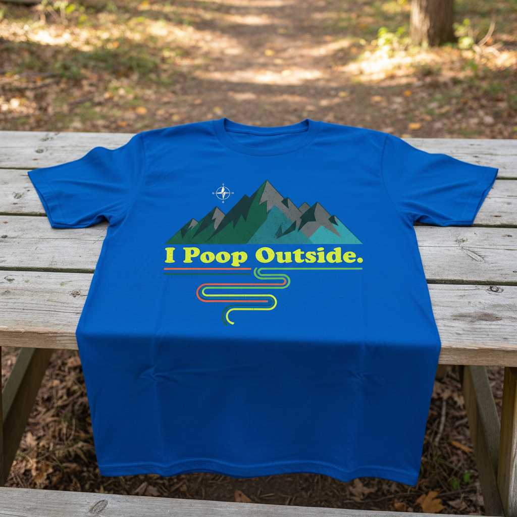I Poop Outside Retro Camping T-Shirt, Funny Trail Running Hiking Tee Gear