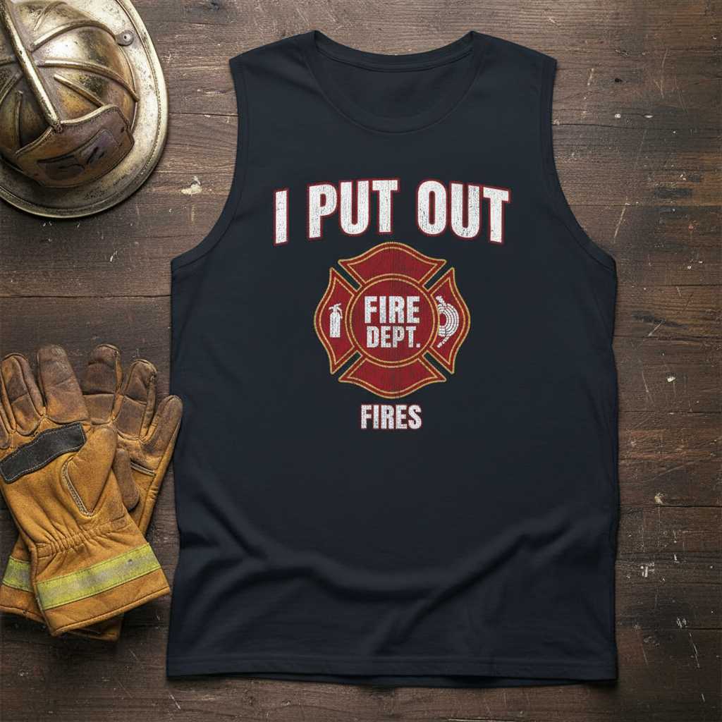 I Put Out Fires Fire Dept Distressed Vintage T-Shirt, Funny Firefighter Tee Gear