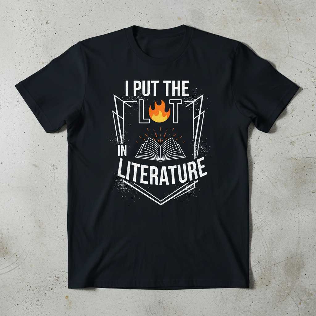 I Put The Lit In Literature Distressed T-Shirt, Funny Novelty Tee Merch